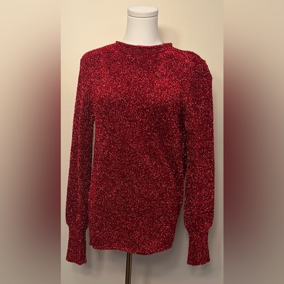 ZARA Bloggers Favourite Red Tinsel Knit Sweater  with Open Back Size Sma… - Picture 9 of 13